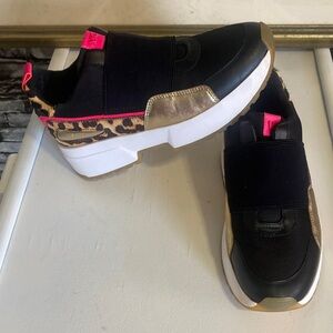 Michael Kors Black, white and Gold Sneakers with Pink Accents